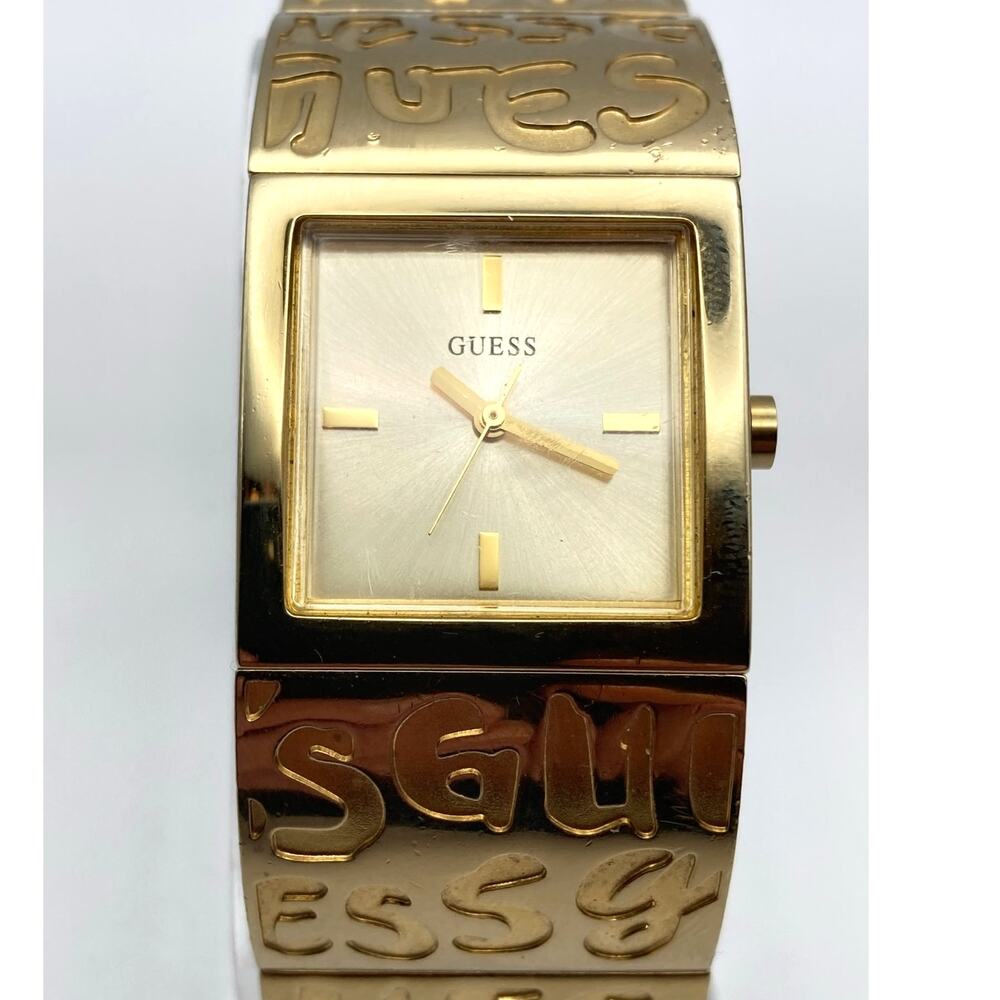 Guess Women's Watch Gold Tone Logo Bracelet U95159L1 - New Battery Wrist 6"
